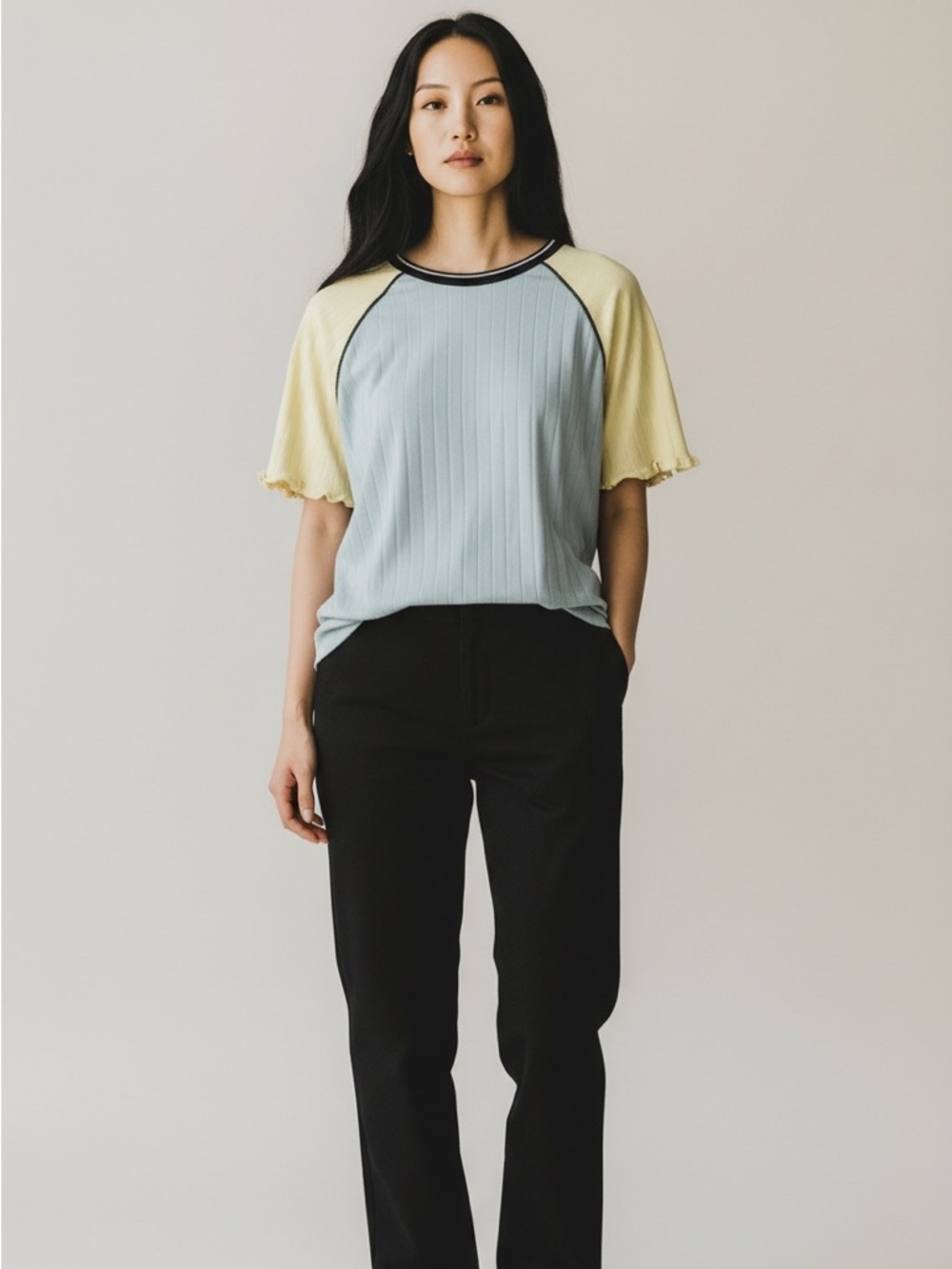 We The Free‎ Blue/Yellow Block That Baby Raglan Baseball Colorblock T-shirt